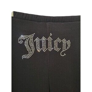 NWT! Juicy Couture Size L Knit Bling Flare Sweat Lounge Pants Black G15.7 Y2K